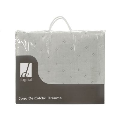 Jogo Colcha de Solteiro 160x240cm Dreams Bege Retangular Diagonal