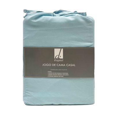 Jogo de Cama Casal 140x190cm Dreams Azul Claro Retangular Diagonal