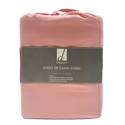 Jogo de Cama Casal 140x190cm Dreams Rose Retangular Diagonal
