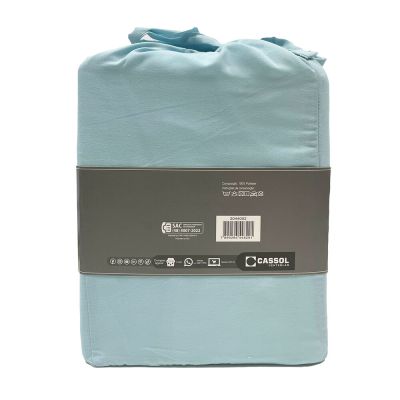 Jogo de Cama Solteiro 90x190cm Dreams Azul Claro Retangular Diagonal