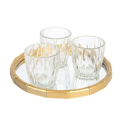 Bandeja Espelho 23cm Bambu Gold Redondo Diagonal