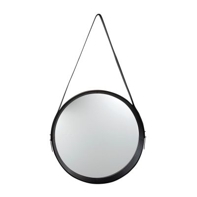 Espelho 40cm com Alça Preto Redondo Diagonal