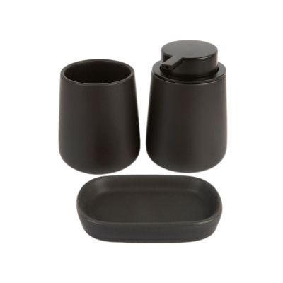 Kit para Banheiro 3 Peças Dolomita Preto Casa&ideia