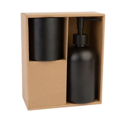 Kit para Banheiro 2 Peças Vidro Fosco Preto Casa&ideia