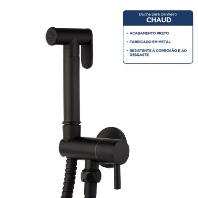 Ducha Higiênica Com Registro 1/2" Chaud Preto Addra