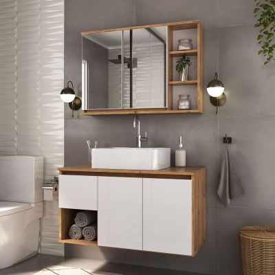 Gabinete para Banheiro Suspenso MDF/MDP Apollo 90cm C-Linea