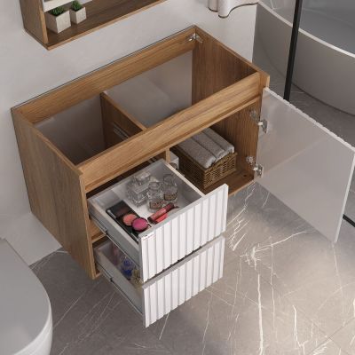 Gabinete para Banheiro Suspenso MDF/MDP com Tampo Clarice Catedral Branco 78cm C-Linea