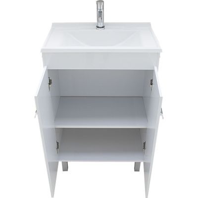 Kit Gabinete para Banheiro MDF/MDP e Lavatório Economico Etna/Branco 60cm C-Linea