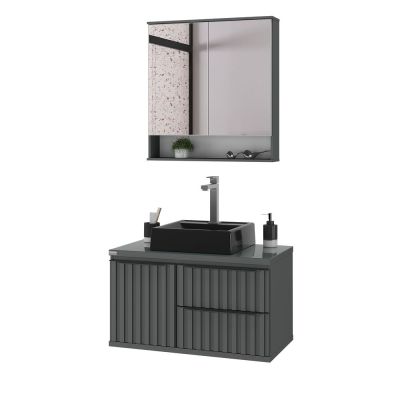 Gabinete para Banheiro MDF/MDP Cecilia Chumbo 78cm C-Linea