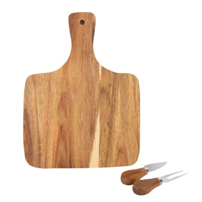 Tabua de Cozinha 3pcs Com Faca e Garfo Madeira Casa&ideia