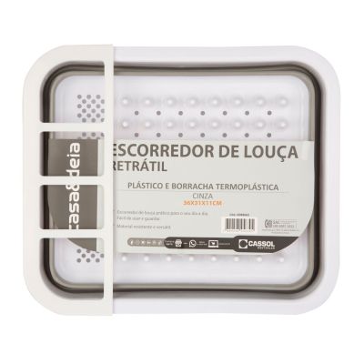 Escorredor de Louça Retrátil Cinza Casa&ideia