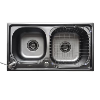 Cuba para Cozinha de Sobrepor/Embutir Inox Retangular Dupla Com Acessórios 68x39cm Addra