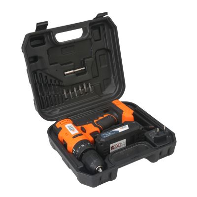 Furadeira Parafusadeira com Martelete 12v 3/8" Laranja Bivolt com Maleta Brico Forte