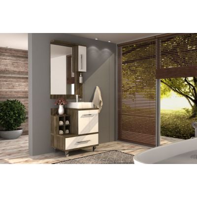 Kit Gabinete para Banheiro MDF/MDP com Cuba Florença Cartagena 70cm Móveis Sander