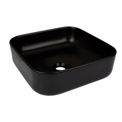 Cuba para Banheiro de Apoio Louça Quadrada Preta 39x14cm Viena Addra