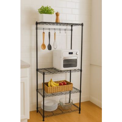 Estante Aço 160x60x35cm Puebla Preto 4 Prateleiras Casa&Ideia