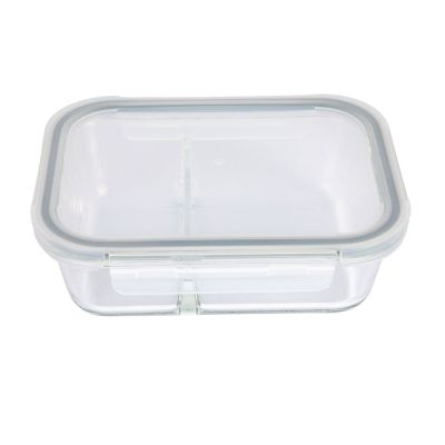 Pote Vidro Hermetico 980ml 2 Divisórias Transparente Com Tampa Casa&ideia