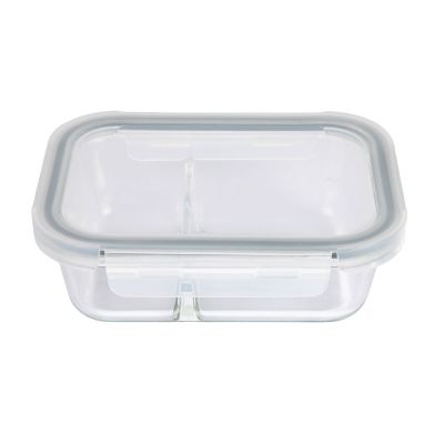 Pote Vidro Hermético 580ml 2 Divsórias Transparente Com Tampa Casa&ideia