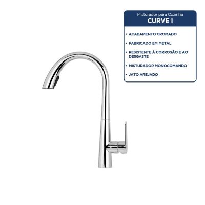 Torneira Misturador Monocomando para Mesa 1/2" Curve Cromado Addra