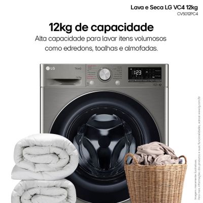 Lava e Seca 12kg Cv5012pc4 Inox Lg
