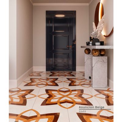 Piso Cerâmica Alvorada  Bege Bold Brilhante 53x53 Ilhabella