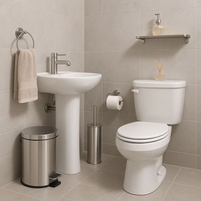 Kit Lixeira com Pedal 5L e Escova Inox Prata Casa&Ideia