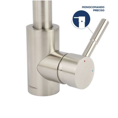 Torneira Misturador Monocomando para Cozinha de Mesa Bica Alta 1/2" Coral Aço Inox Addra