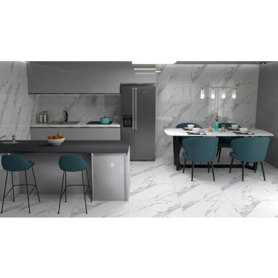 Piso Cerâmico R70631 Branco Cinza Retificado Acetinado 70x70 Ilhabella