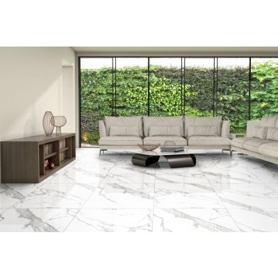 Piso Cerâmico Pr70671 Branco Cinza Retificado Polido 70x70 Ilhabella