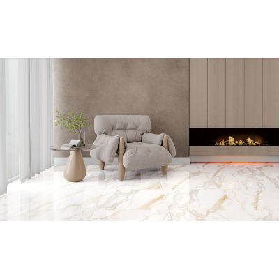 Piso Cerâmico Aludra Marmorizado Retificado Polido 83x83 Málaga