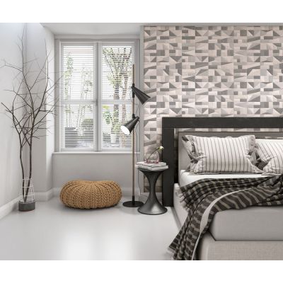 Revestimento de Parede Geogrigio Menfi Cinza Acetinado Retificado Classe A 37x74cm Ilhabella