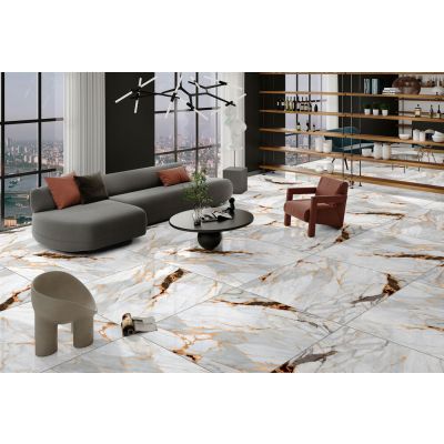 Piso Cerâmico Damasco Cinza Marmoriz Retificado Polido 82x82 Ilhabella