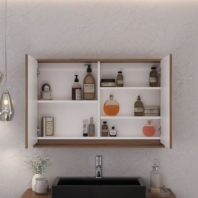 Espelheira para Banheiro MDF Gabriela Cacau 90cm C-Linea