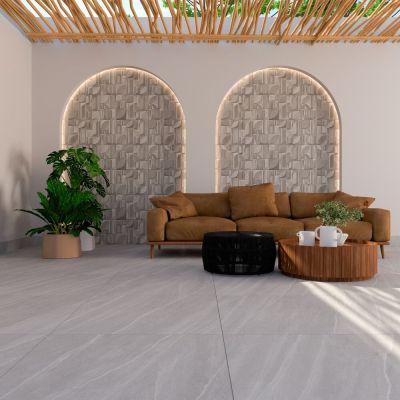 Piso Cerâmico Puglia Grigio Retificado Rústico 90,5X90,5cm Incopisos