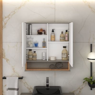 Espelheira para Banheiro MDF/MDP Mariana Grigio 64,5cm C-Linea