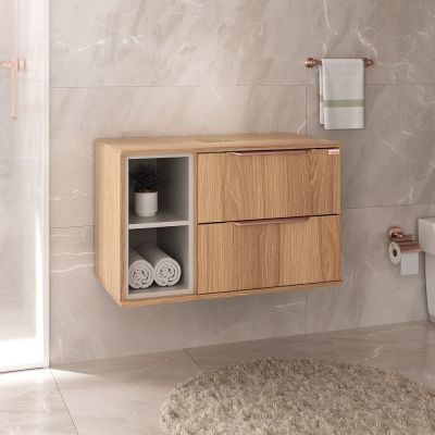 Gabinete para Banheiro Suspenso MDF/MDP Livia Nude 78cm C-Linea