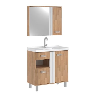 Gabinete para Banheiro MDF/MDP com Tampo Marmorite Dakota 80cm C-Linea