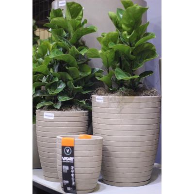 Vaso Plástico Relevo Branco 40cm Vasart