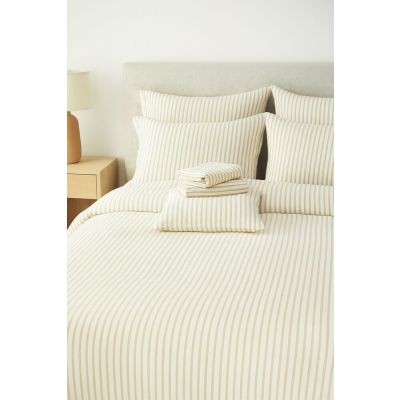Jogo de Cama Solteiro Mescla Cinza/Branco Listra Casa&Ideia