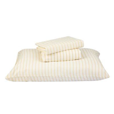 Jogo de Cama Solteiro Mescla Branco/Bege Listra Casa&Ideia