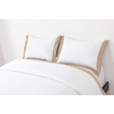 Jogo De Cama de Solteiro Branco/bege