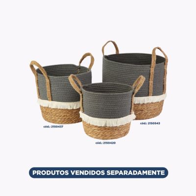 Cesto Organizador Zinnia Cinza 33x33x30cm Casa&ideia