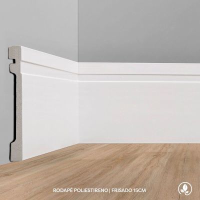 Moldura Rodapé Ecopremium Frisado Branco 2,4mx15cm Ecomex Brasil
