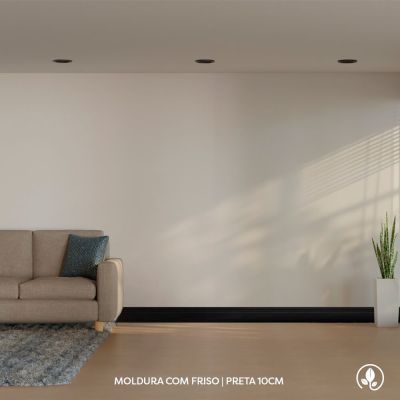 Moldura Rodapé Ecopremium Frisado Preto 2,4mx10cm Ecomex Brasil