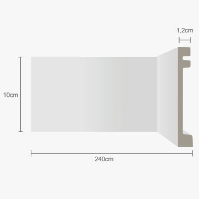 Moldura Rodapé 2,4m x 10cm Ecopremium Liso Branco Ecomex