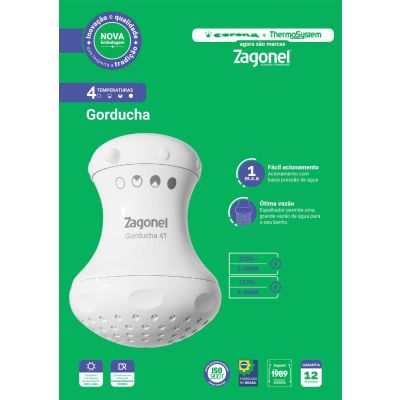 Chuveiro Elétrico Ducha Gorducha 4 Temperatura Branco Zagonel