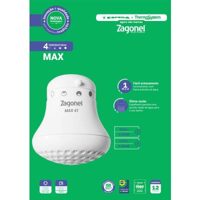 Chuveiro Elétrico Ducha SS 4 Temperatura Branco Zagonel