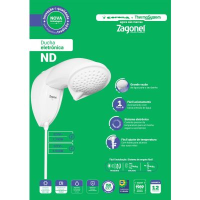 Chuveiro Eletrônico Ducha ND Branco Zagonel