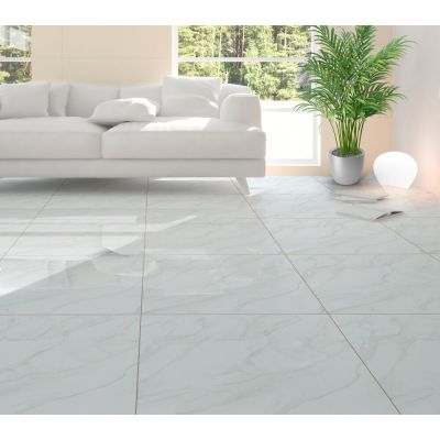 Piso Cerâmico Pr70871 Marmorizado Branco/bege Retificado Polido 70x70cm Ilhabella