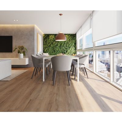 Piso Vinílico 24cm x 140cm Urbe LVT Marrom Cola Vexa Acabamentos
